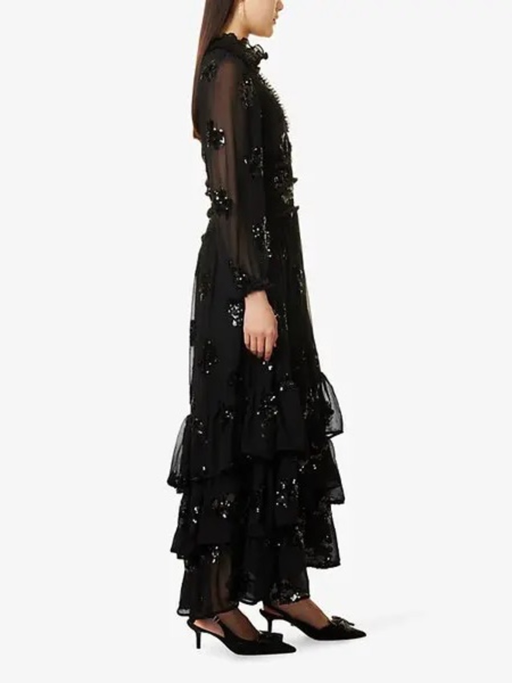 RARE DREAM SISTER JANE Gala Sequin Flower Black Tie MAXI Evening Event DRESS XS - Picture 5 of 8
